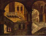 Marieschi Michele Giovanni Courtyard with a Staircase  - Hermitage